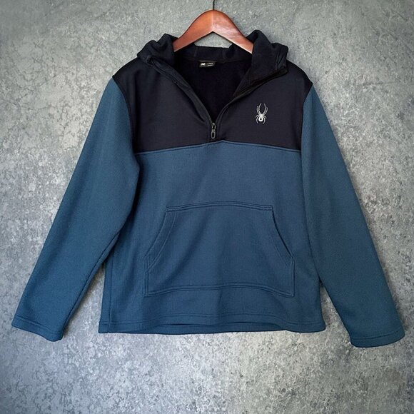 Spyder Other - Spyder Blue/Black Poly Fleece Hoodie, Men's Large